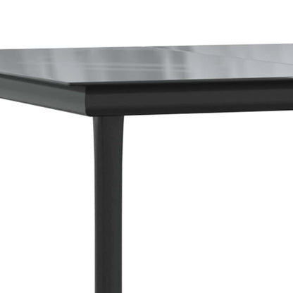 7-tlg. Garten-Essgruppe mit Kissen Schwarz Poly Rattan Glas