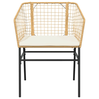 3-tlg. Garten-Essgruppe mit Kissen Braun Poly Rattan Glas