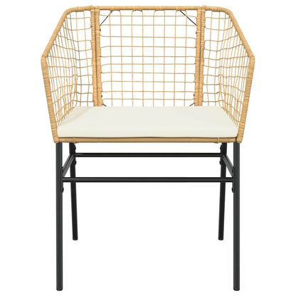 5-tlg. Garten-Essgruppe mit Kissen Braun Poly Rattan Glas