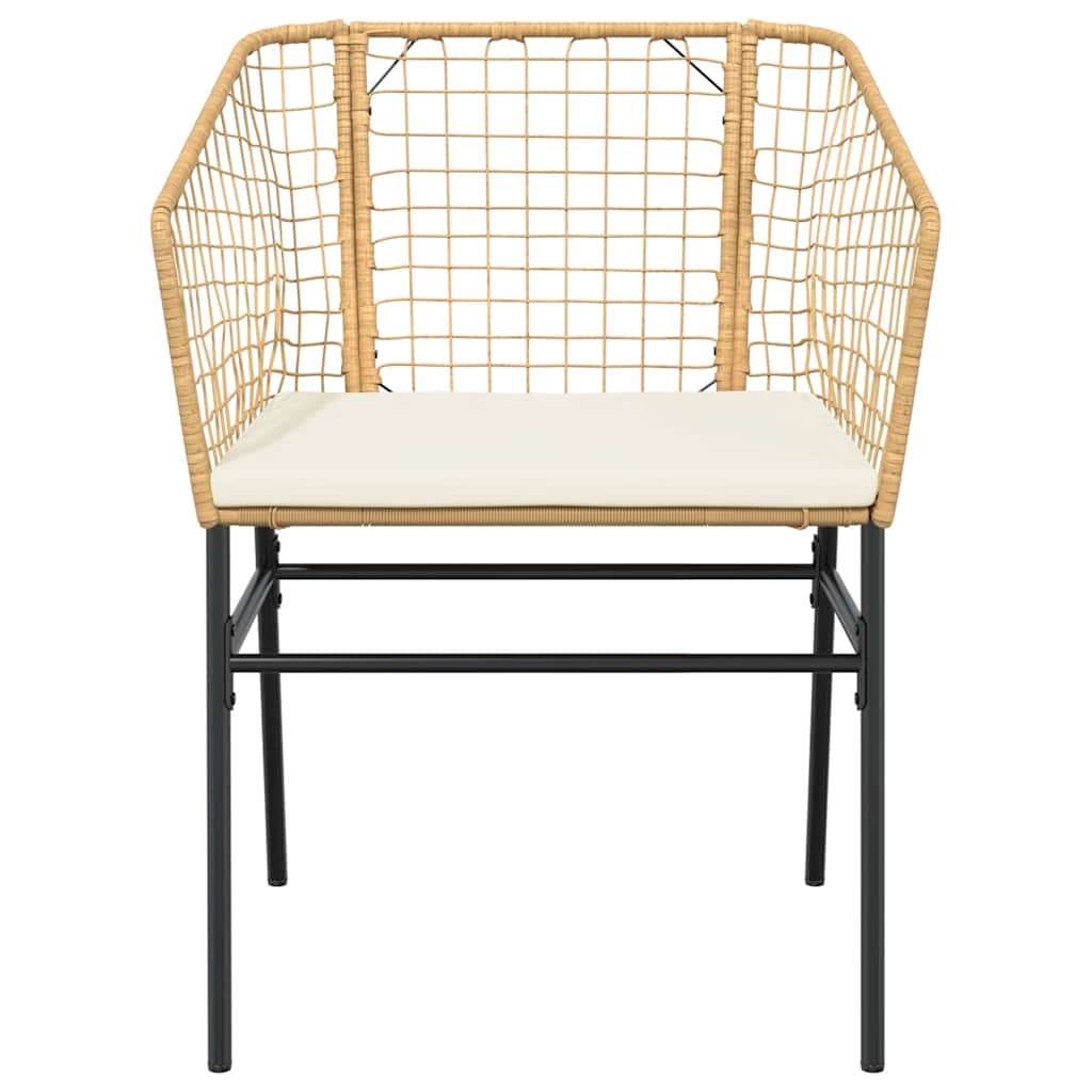 5-tlg. Garten-Essgruppe mit Kissen Braun Poly Rattan Glas