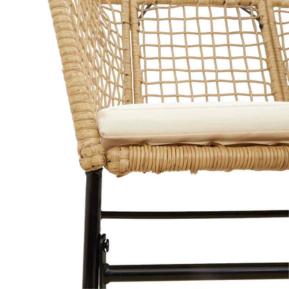 7-tlg. Garten-Essgruppe mit Kissen Braun Poly Rattan Glas