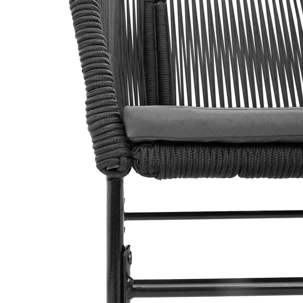 3-tlg. Garten-Essgruppe mit Kissen Schwarz Poly Rattan Glas