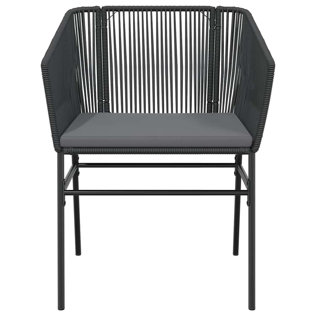 5-tlg. Garten-Essgruppe mit Kissen Schwarz Poly Rattan Glas