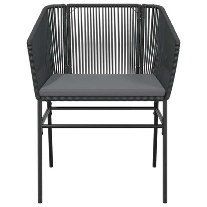 5-tlg. Garten-Essgruppe mit Kissen Schwarz Poly Rattan Glas