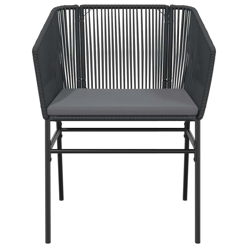 5-tlg. Garten-Essgruppe mit Kissen Schwarz Poly Rattan Glas