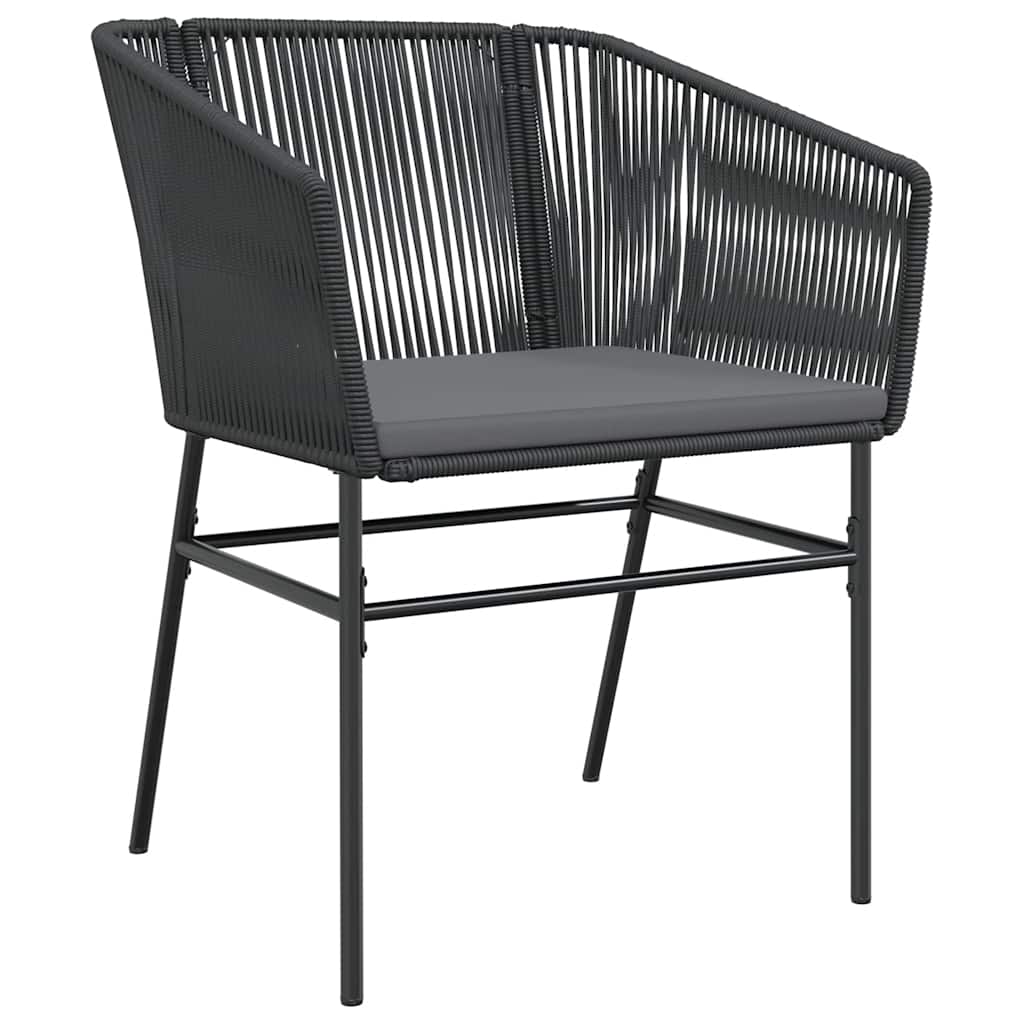 7-tlg. Garten-Essgruppe mit Kissen Schwarz Poly Rattan Glas