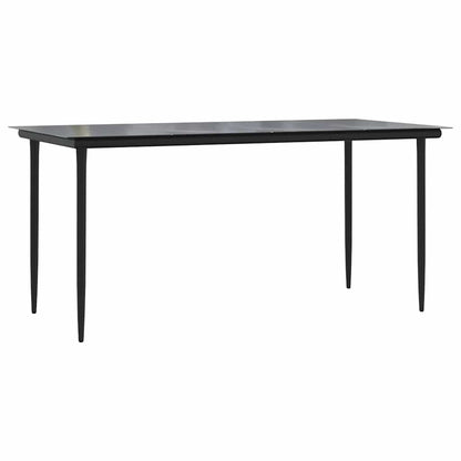7-tlg. Garten-Essgruppe mit Kissen Schwarz Poly Rattan Glas