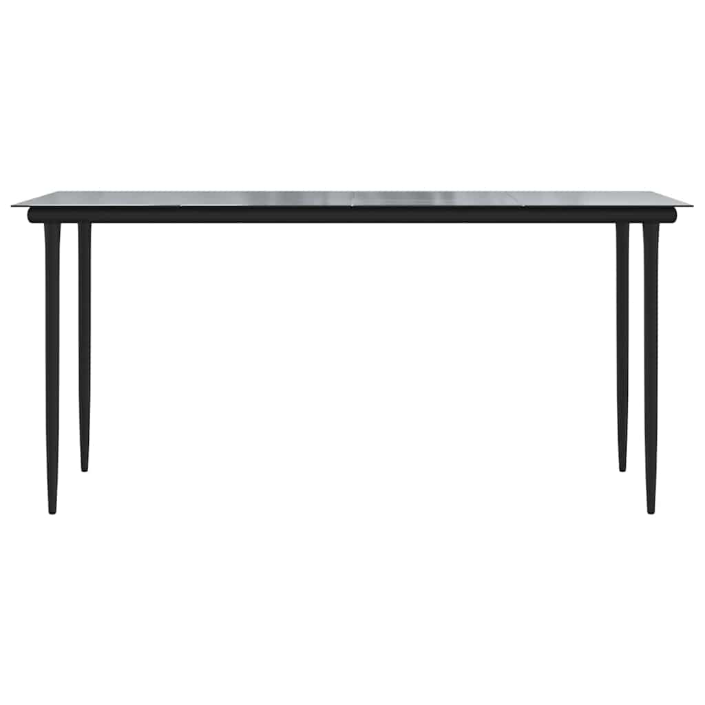 7-tlg. Garten-Essgruppe mit Kissen Schwarz Poly Rattan Glas
