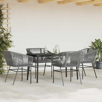 5-tlg. Garten-Essgruppe mit Kissen Grau Poly Rattan Glas