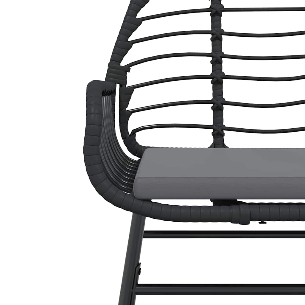 3-tlg. Garten-Essgruppe mit Kissen Schwarz Poly Rattan Glas