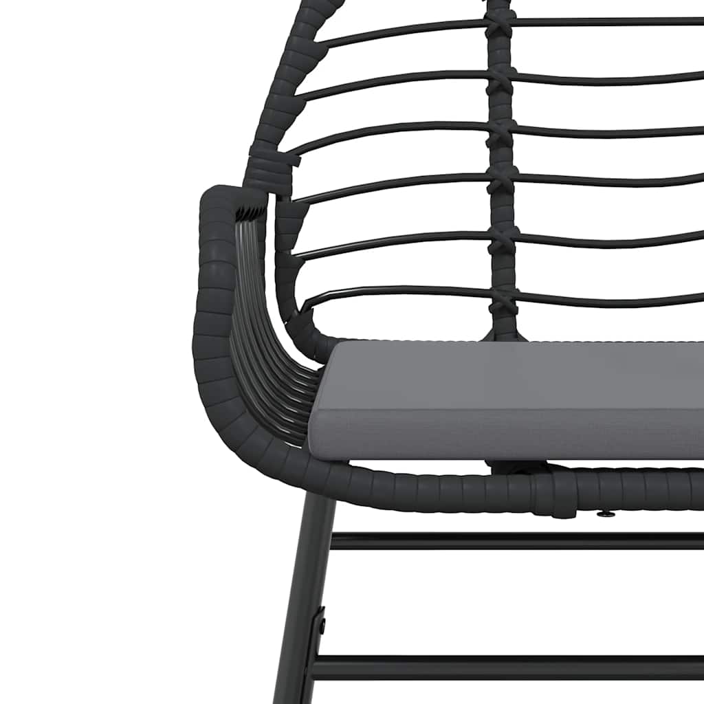 5-tlg. Garten-Essgruppe mit Kissen Schwarz Poly Rattan Glas