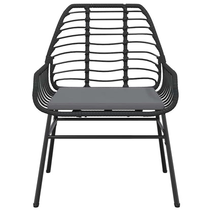 7-tlg. Garten-Essgruppe mit Kissen Schwarz Poly Rattan Glas