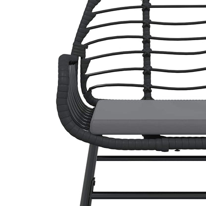 7-tlg. Garten-Essgruppe mit Kissen Schwarz Poly Rattan Glas
