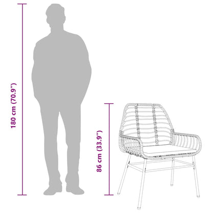5-tlg. Garten-Essgruppe mit Kissen Braun Poly Rattan Glas