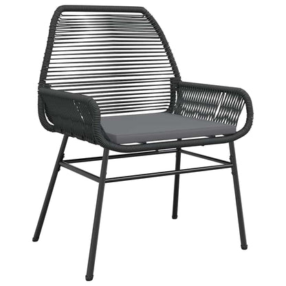 5-tlg. Garten-Essgruppe mit Kissen Schwarz Poly Rattan Glas