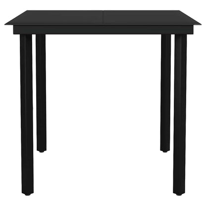 5-tlg. Garten-Essgruppe mit Kissen Schwarz Poly Rattan Glas