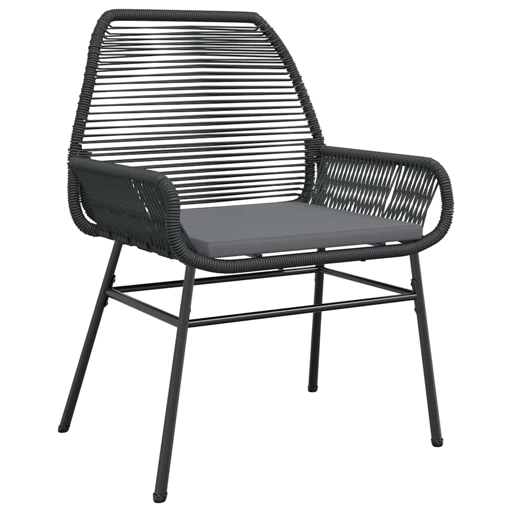 5-tlg. Garten-Essgruppe mit Kissen Schwarz Poly Rattan Glas