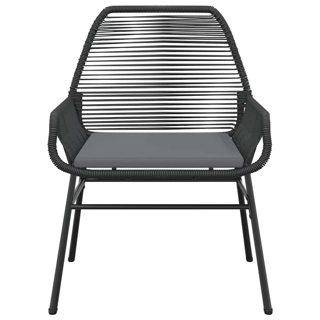 7-tlg. Garten-Essgruppe mit Kissen Schwarz Poly Rattan Glas