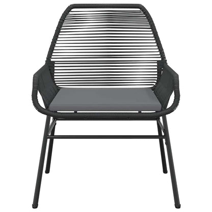 7-tlg. Garten-Essgruppe mit Kissen Schwarz Poly Rattan Glas