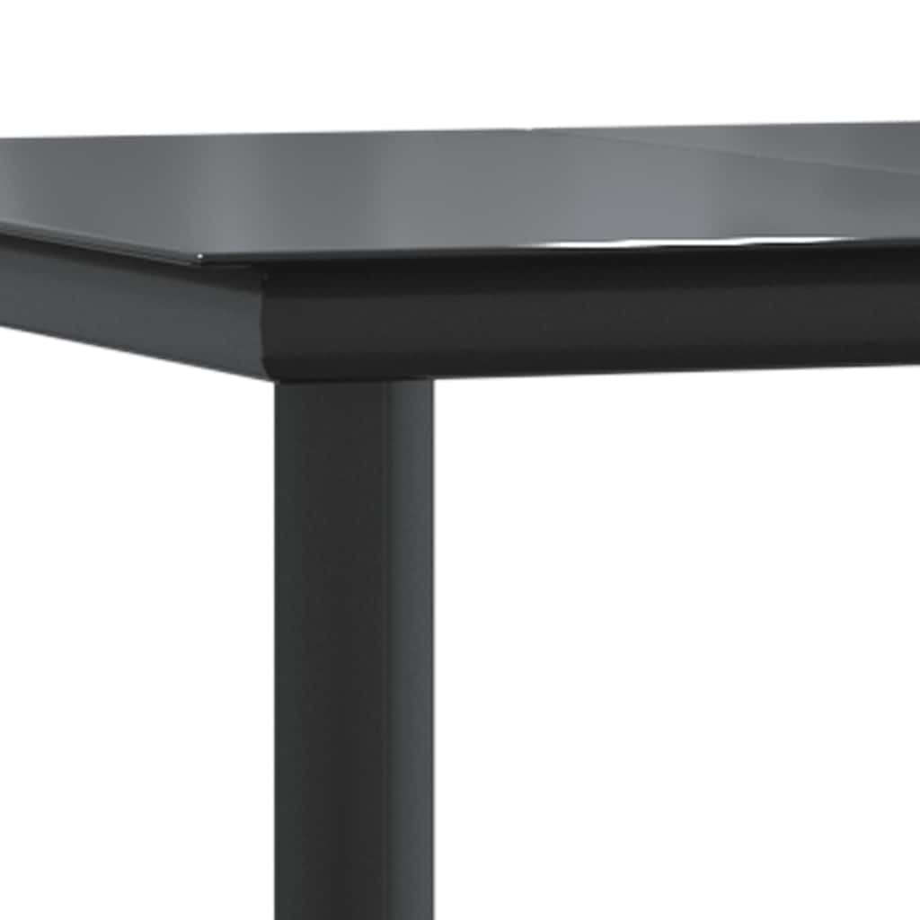7-tlg. Garten-Essgruppe mit Kissen Schwarz Poly Rattan Glas