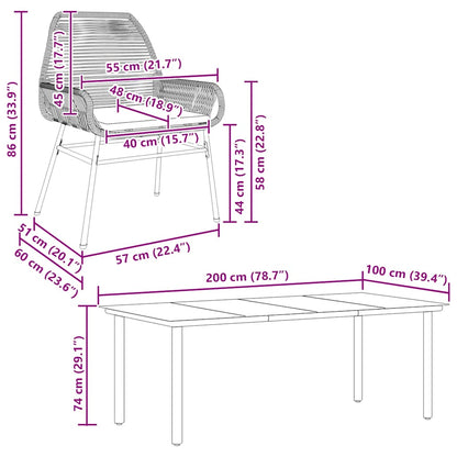 7-tlg. Garten-Essgruppe mit Kissen Schwarz Poly Rattan Glas