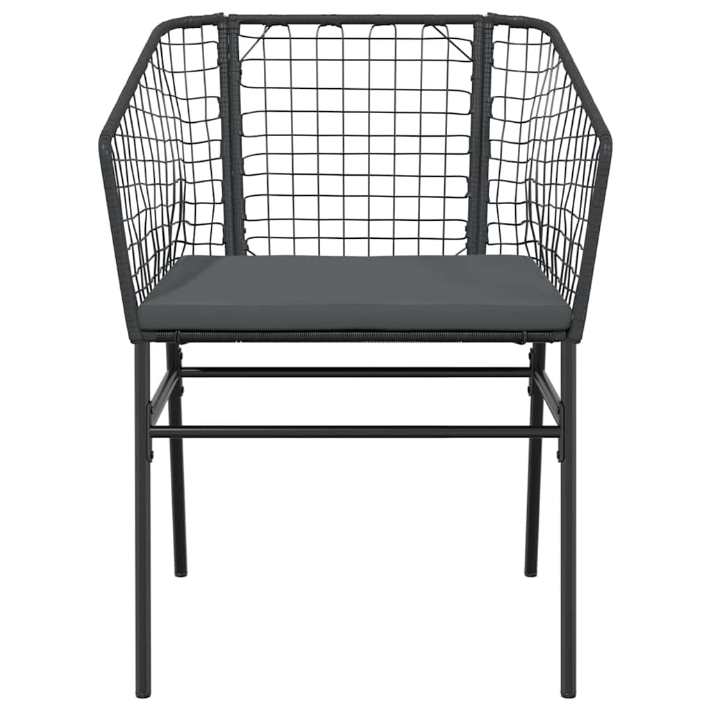 3-tlg. Garten-Essgruppe mit Kissen Schwarz Poly Rattan Glas