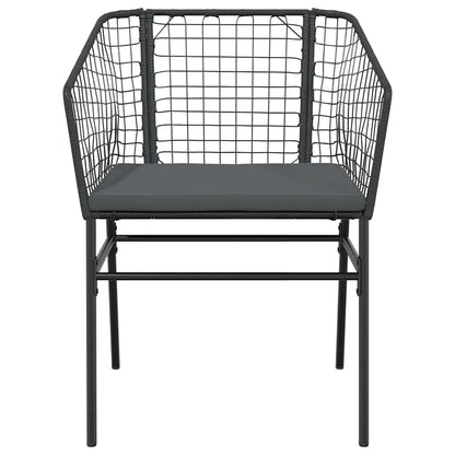 5-tlg. Garten-Essgruppe mit Kissen Schwarz Poly Rattan Glas