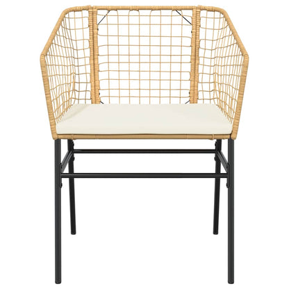 3-tlg. Garten-Essgruppe mit Kissen Braun Poly Rattan Glas