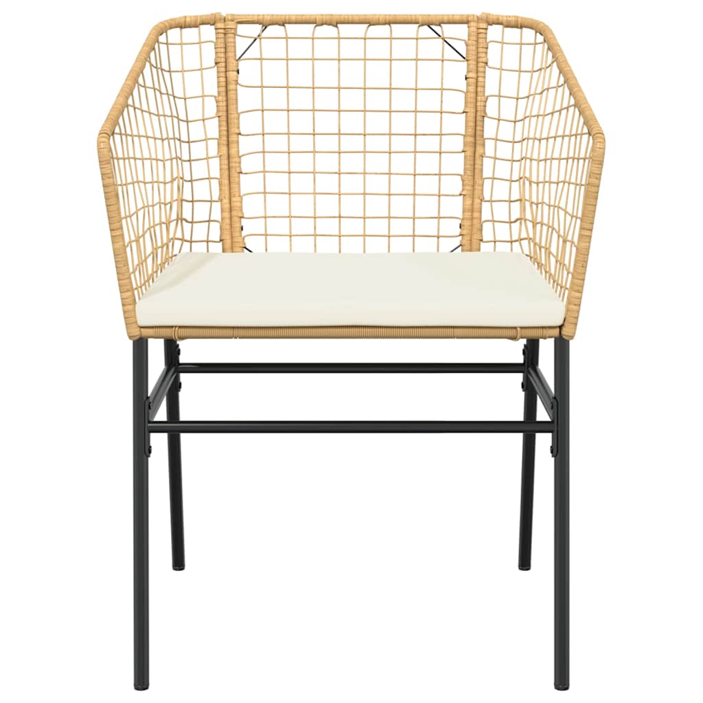5-tlg. Garten-Essgruppe mit Kissen Braun Poly Rattan Glas