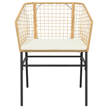 5-tlg. Garten-Essgruppe mit Kissen Braun Poly Rattan Glas