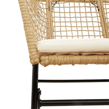 7-tlg. Garten-Essgruppe mit Kissen Braun Poly Rattan Glas