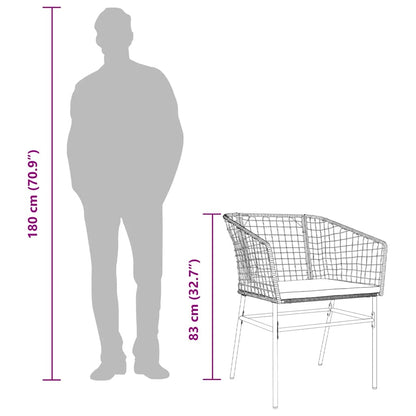 9-tlg. Garten-Essgruppe mit Kissen Braun Poly Rattan Glas