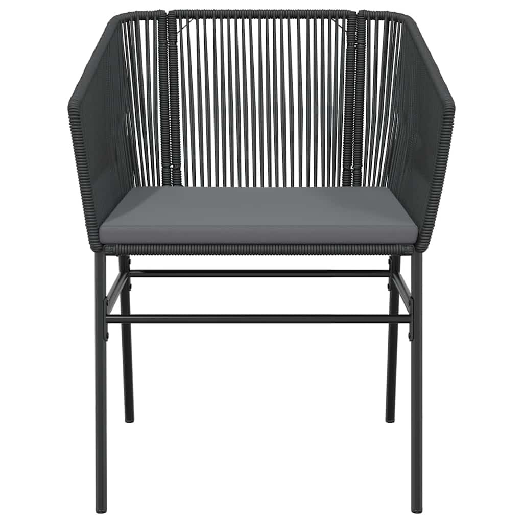 5-tlg. Garten-Essgruppe mit Kissen Schwarz Poly Rattan Glas