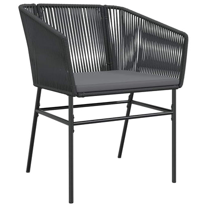 7-tlg. Garten-Essgruppe mit Kissen Schwarz Poly Rattan Glas