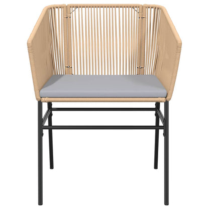 5-tlg. Garten-Essgruppe mit Kissen Braun Poly Rattan Glas