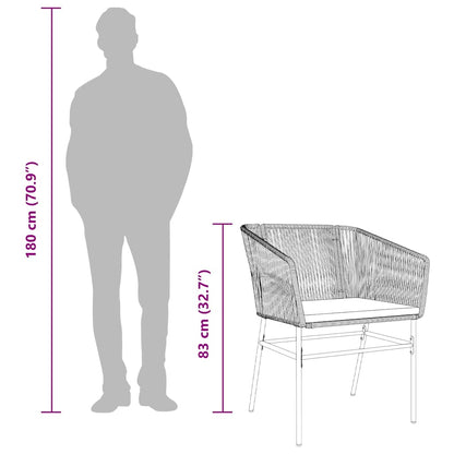 5-tlg. Garten-Essgruppe mit Kissen Grau Poly Rattan Glas