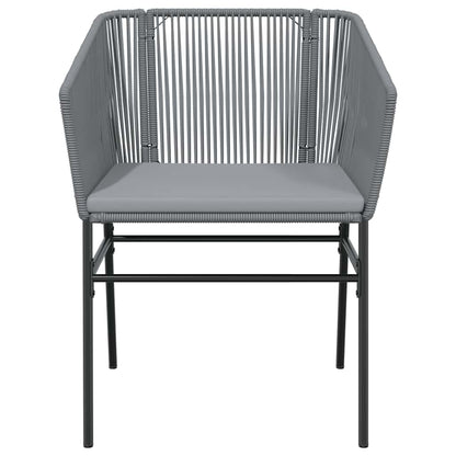 9-tlg. Garten-Essgruppe mit Kissen Grau Poly Rattan Glas