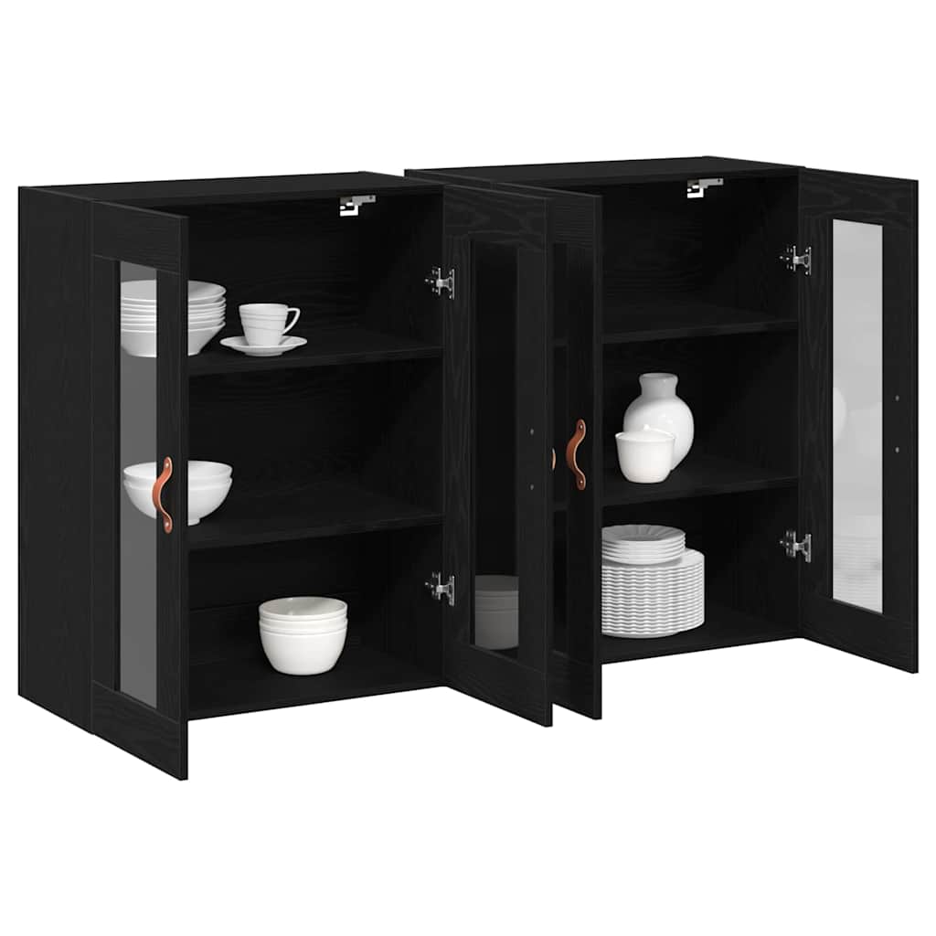 Wandschrank 2 pcs Schwarze Eiche 69.5 x 34 x 90 cm