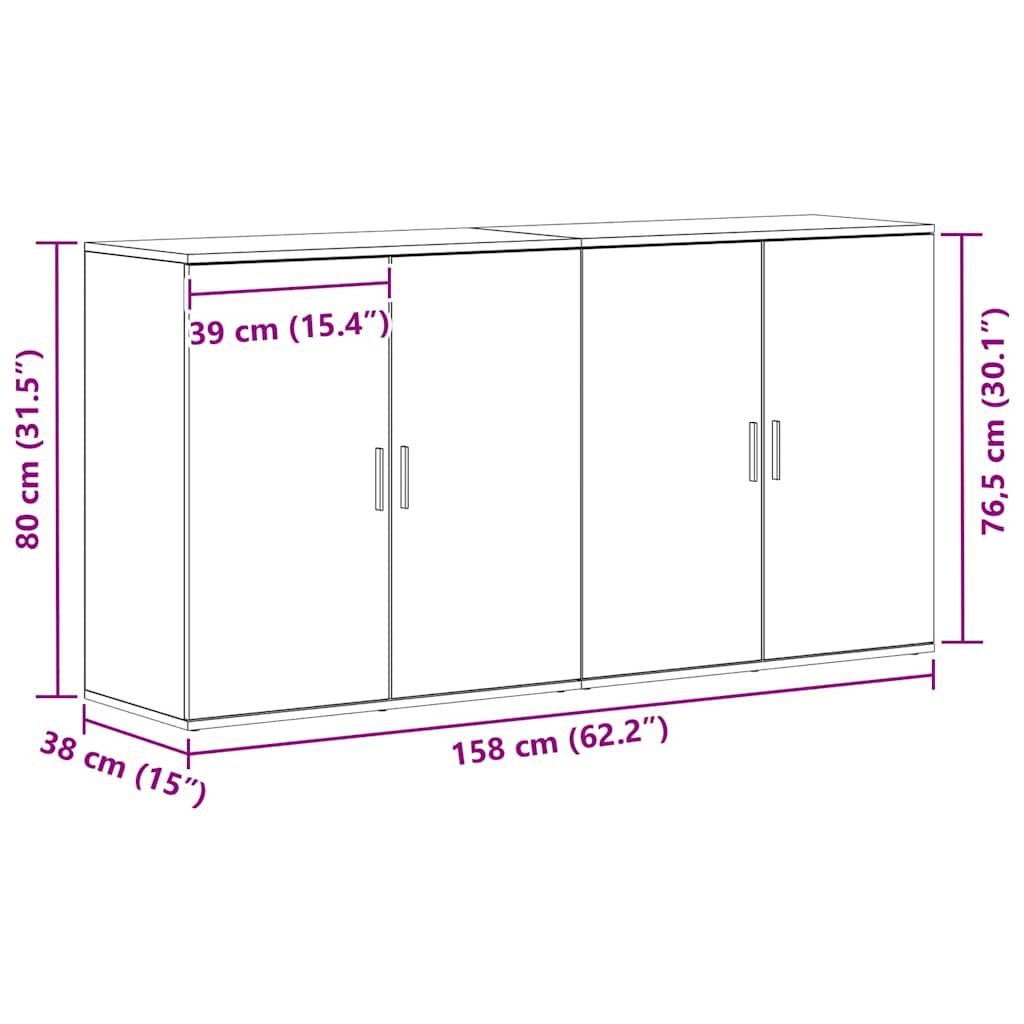 Sideboards 2 pcs Altholz 79 x 38 x 80 cm Holzwerkstoff