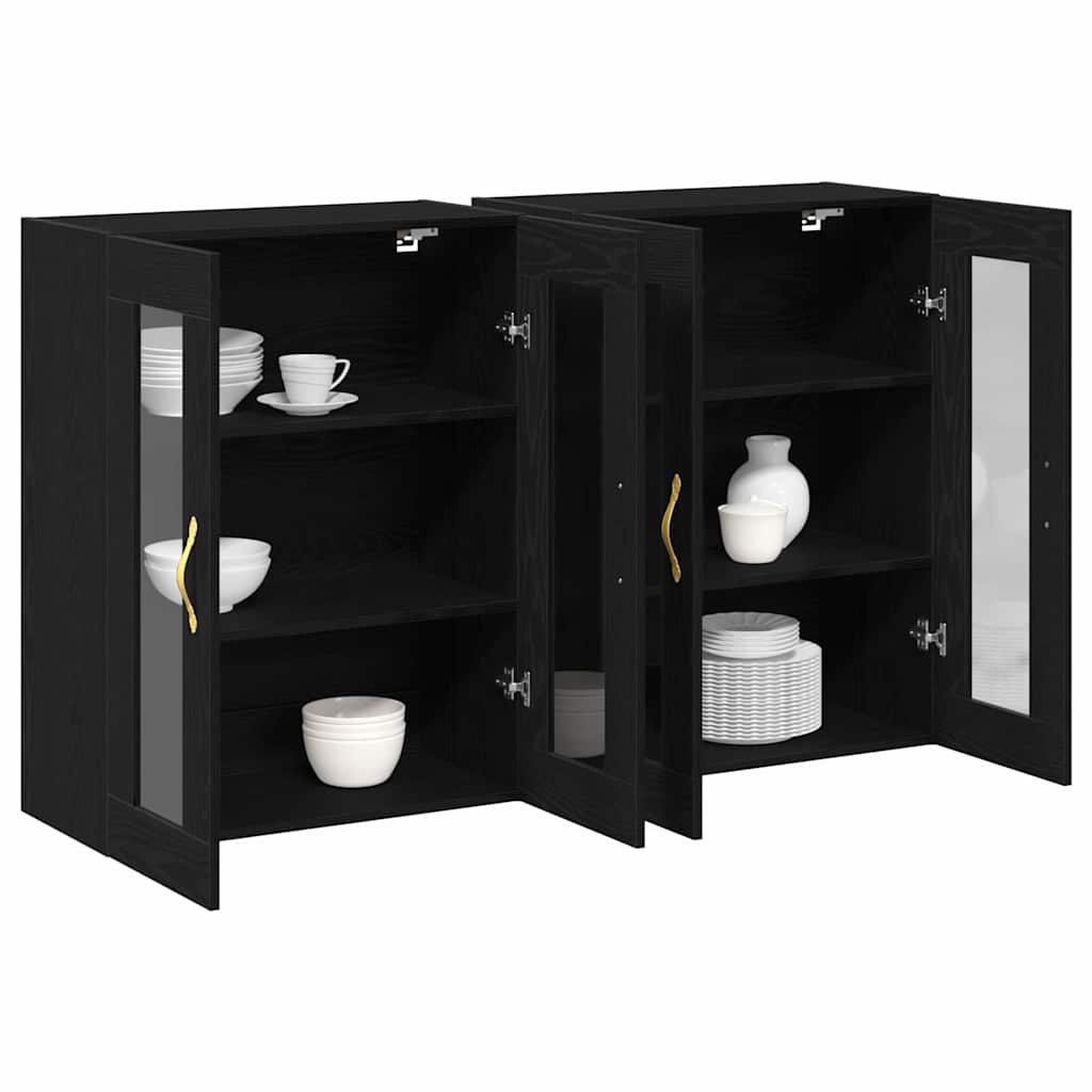 Wandschrank 2 pcs Schwarze Eiche 69.5 x 34 x 90 cm
