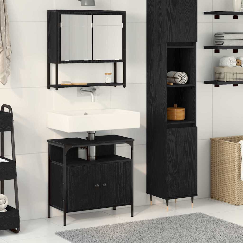 Badezimmermöbel Set 2 pcs Schwarz 60 x 30 x 60 cm Holzwerkstoff