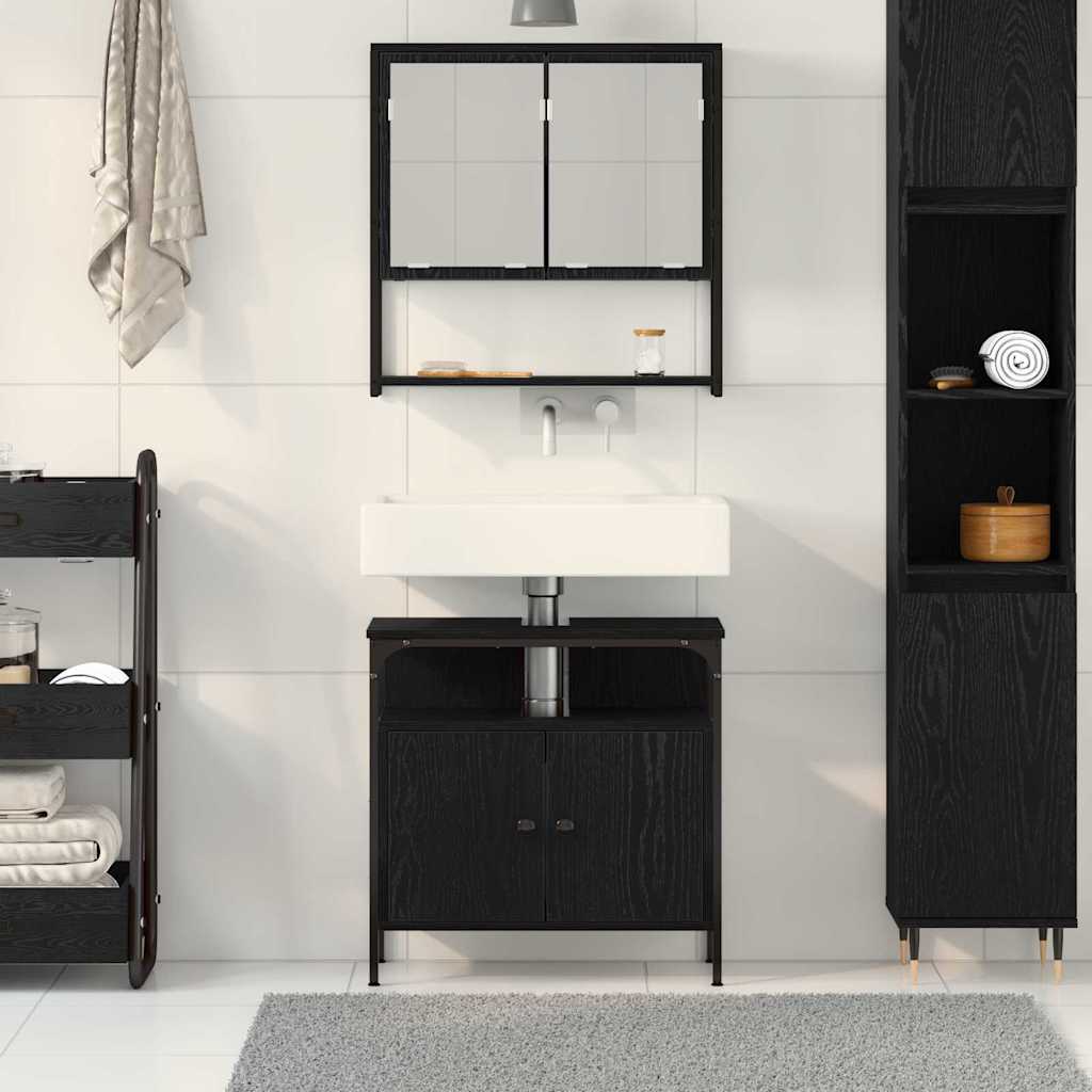 Badezimmermöbel Set 2 pcs Schwarz 60 x 30 x 60 cm Holzwerkstoff