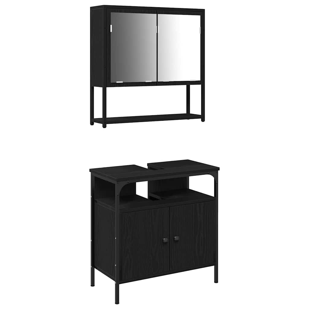 Badezimmermöbel Set 2 pcs Schwarz 60 x 30 x 60 cm Holzwerkstoff