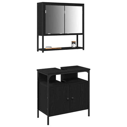 Badezimmermöbel Set 2 pcs Schwarz 60 x 30 x 60 cm Holzwerkstoff