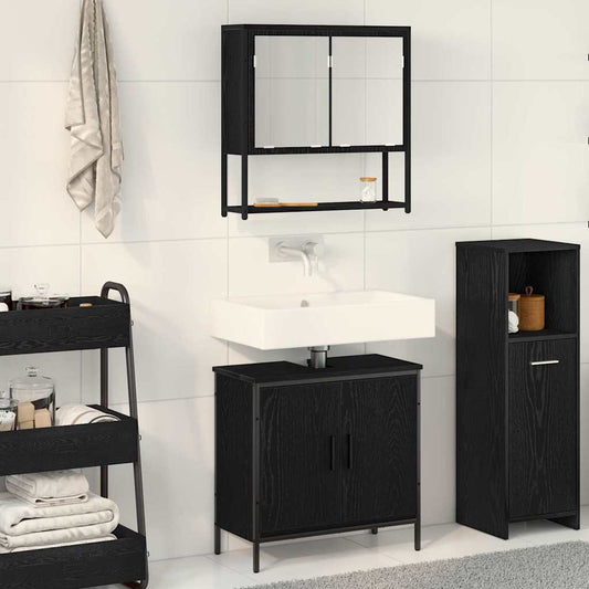 Badezimmermöbel Set 2 pcs Schwarz 60 x 30 x 60 cm Holzwerkstoff