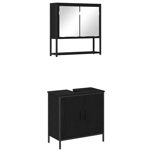 Badezimmermöbel Set 2 pcs Schwarz 60 x 30 x 60 cm Holzwerkstoff