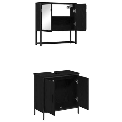 Badezimmermöbel Set 2 pcs Schwarz 60 x 30 x 60 cm Holzwerkstoff