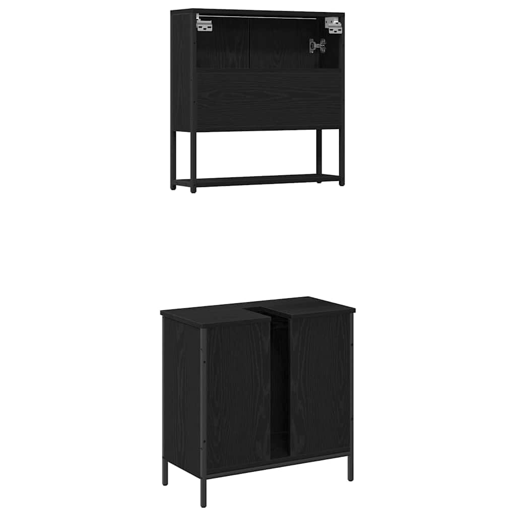 Badezimmermöbel Set 2 pcs Schwarz 60 x 30 x 60 cm Holzwerkstoff