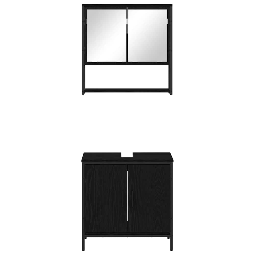 Badezimmermöbel Set 2 pcs Schwarz 60 x 30 x 60 cm Holzwerkstoff