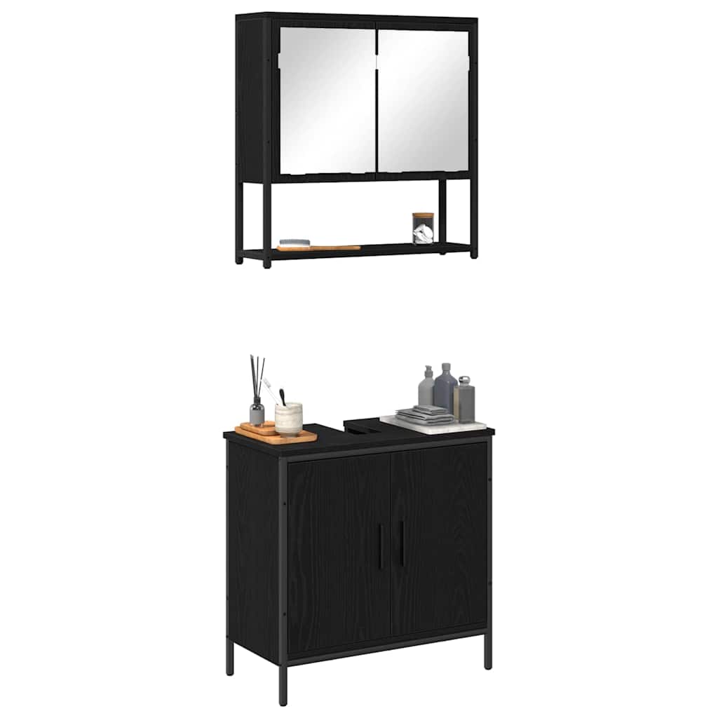 Badezimmermöbel Set 2 pcs Schwarz 60 x 30 x 60 cm Holzwerkstoff
